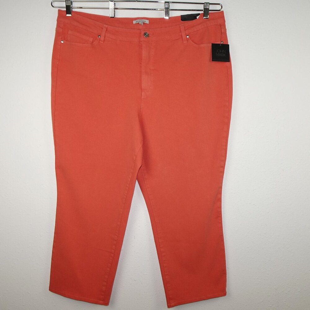 John Mark Bright Coral Cropped Ankle Jeans